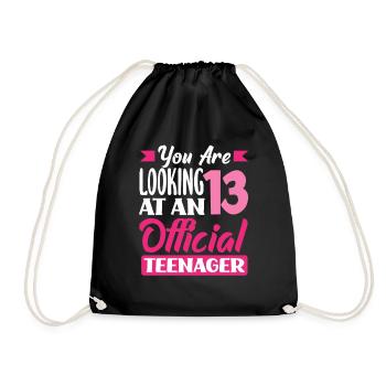 You are now 13 Official Teenage Birthday - Drawstring Bag - black - Front