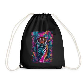 Tigre psychédélique dans un design de jungle vibrant - Sac de sport léger - noir - Devant