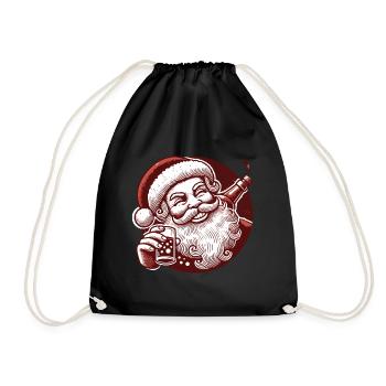 Santa Liebt Alkohol Weihnachtsfeier Spaß - Turnbeutel - Schwarz - Vorne