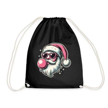 Sigma Santa with heart glasses and chewing gum - Drawstring Bag - black - Front