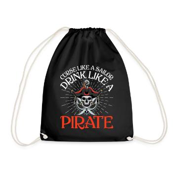 Malédiction comme un marin Boire comme un pirate Crossbone - Sac de sport léger - noir - Devant