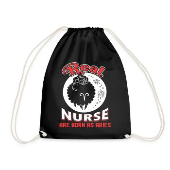 Aries Real Nurse Are Born As Aries - Drawstring Bag - black - Front
