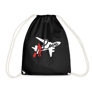 Flight Attendant Love Flight Attendant - Drawstring Bag - black - Front