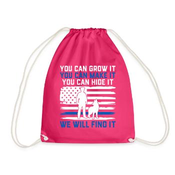 Funny Law Enforcement USA Flag Canine Police - Drawstring Bag - fuchsia - Front