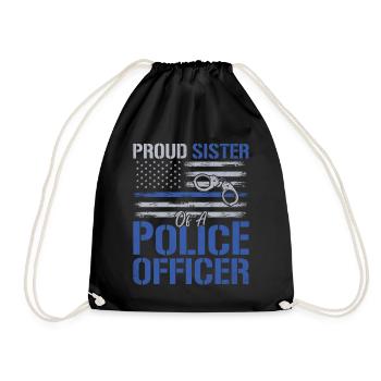 Stolze Schwester Eines Polizisten USA Flagge Gesetz - Turnbeutel - Schwarz - Vorne