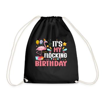It's my flocking birthday Flamingo Party Flamingo - Turnbeutel - Schwarz - Vorne