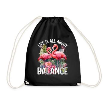 Life Is All About Balance - Cute Flamingo Lover - Drawstring Bag - black - Front