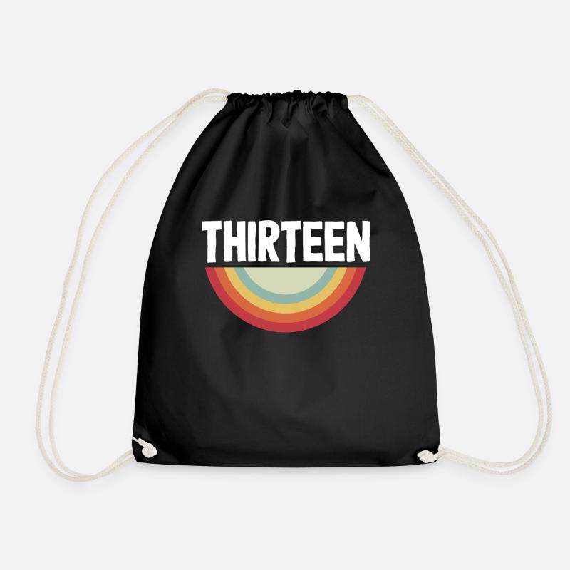 Retro Regenbogen 13. Geburtstag - Turnbeutel - Schwarz