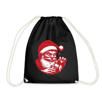 Santa Liebt Alkohol Weihnachten Fun - Turnbeutel - Schwarz - Vorne
