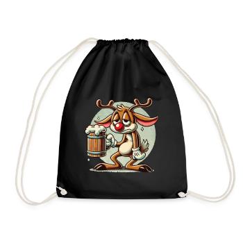 Funny reindeer for beer lovers - Drawstring Bag - black - Front