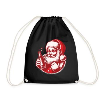 Christmas fun with Santa and drink - Drawstring Bag - black - Front