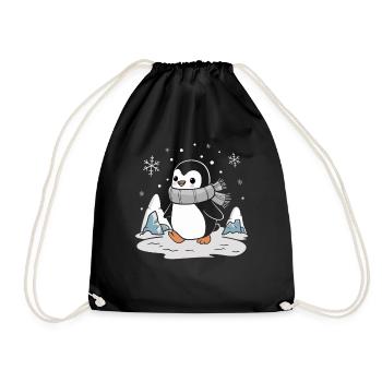 Lustiger Pinguin Im Winterwunderland - Turnbeutel - Schwarz - Vorne