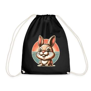 Lapin Rétro Vintage - Sac de sport léger - noir - Devant