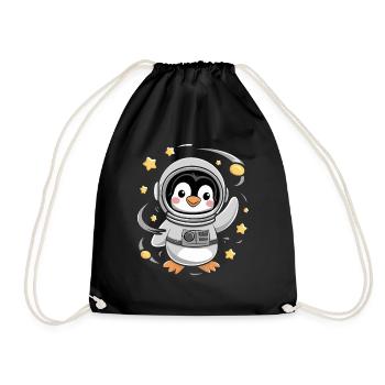 Pinguin Astronaut Abenteuer Im Weltall - Turnbeutel - Schwarz - Vorne
