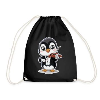 Mignon Pingouin Fiddler Drôle Comédie musicale - Sac de sport léger - noir - Devant
