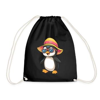 Pingouin d’été avec lunettes de soleil - Sac de sport léger - noir - Devant