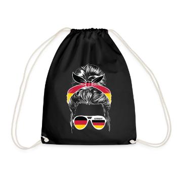 Sport Deutschland, Fußball, Outfit für Sportfan - Turnbeutel - Schwarz - Vorne