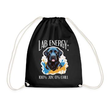 Labrador Retriever Lab Energy 100% Animal Lover - Drawstring Bag - black - Front
