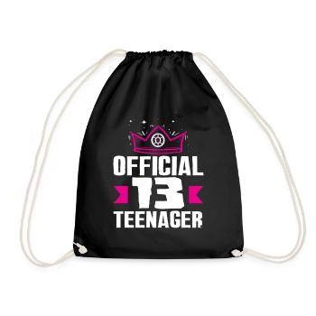 Official Teenager 13th Birthday Crown - Drawstring Bag - black - Front