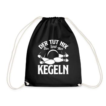 He doesn't do anything, he just wants to bowl, fun - Drawstring Bag - black - Front