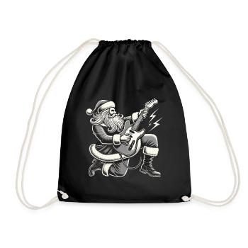 Rocking Santa Claus with guitar - Drawstring Bag - black - Front