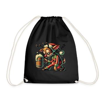Funny Reindeer For Beer Lovers Party - Drawstring Bag - black - Front