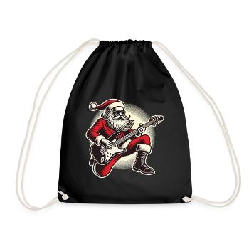 Rocking Santa Claus with guitar - Drawstring Bag - black - Front