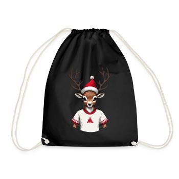 Renne de Noël avec chapeau de Père Noël - Sac de sport léger - noir - Devant