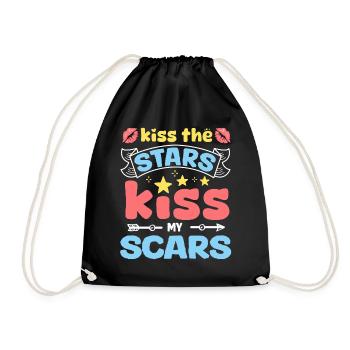 "Kiss the stars, kiss my scars" deine Geschichte - Turnbeutel - Schwarz - Vorne