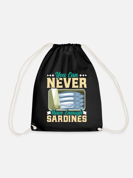 Sardinen, Angeln, Fische - Turnbeutel - Schwarz