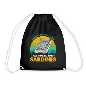 Sardinen, Angeln, Fische - Turnbeutel - Schwarz - Vorne