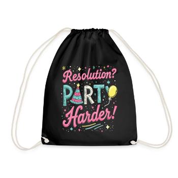 Resolution Party Design – Funny New Year's Eve Motif - Drawstring Bag - black - Front