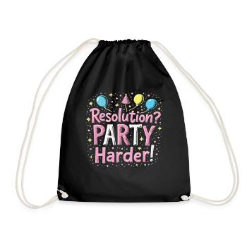 Resolution Party Design – Funny New Year's Eve Motif - Drawstring Bag - black - Front