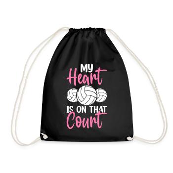 My Heart Is On That Court Volleyball Funny Bump - Drawstring Bag - black - Front