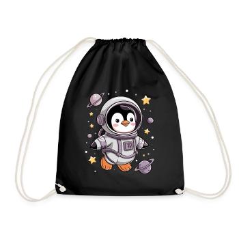 Niedlicher Pinguin Astronaut Im Weltraum - Turnbeutel - Schwarz - Vorne