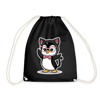 Pingouin mignon avec des lunettes et un arc - Sac de sport léger - noir - Devant