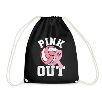 Pink Out Brustkrebs Volleyball Rosa Schleife - Turnbeutel - Schwarz - Vorne