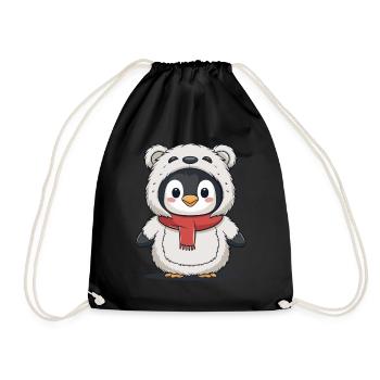 Cute penguin in bear costume - Drawstring Bag - black - Front