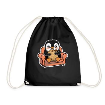 Pingouin sur le canapé avec des collations - Sac de sport léger - noir - Devant
