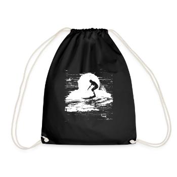 Surfing Sketch - Drawstring Bag - black - Front