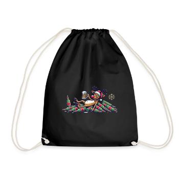 Funny Reindeer For Beer Lovers Christmas - Drawstring Bag - black - Front