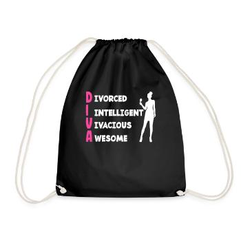 Divorced Diva Intelligent Vivid Awesome - Drawstring Bag - black - Front