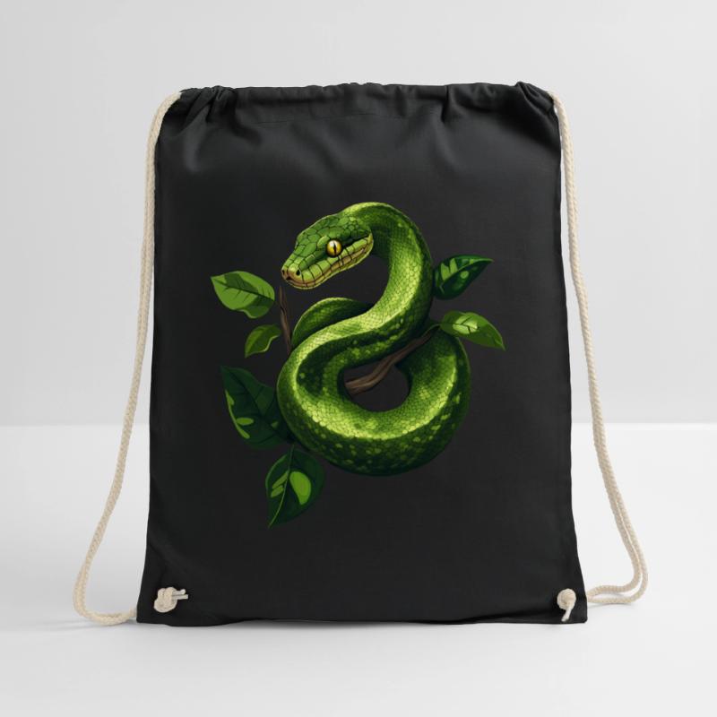 Green Tree Python Snakes Lover Terrarium Drawstring Bag