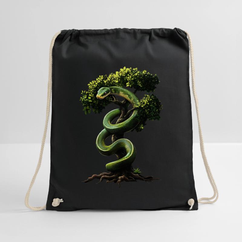 Green Tree Python Snakes Lover Terrarium Drawstring Bag