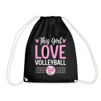 Funny Volleyball Girls Smash Bump Set Spike - Drawstring Bag - black - Front
