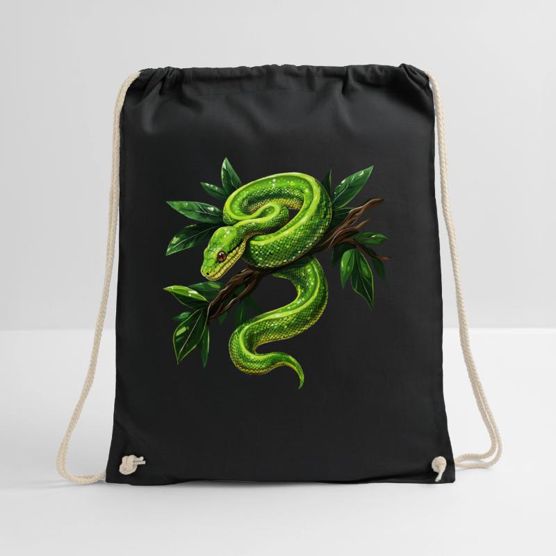 Green Tree Python Snakes Lover Terrarium Drawstring Bag
