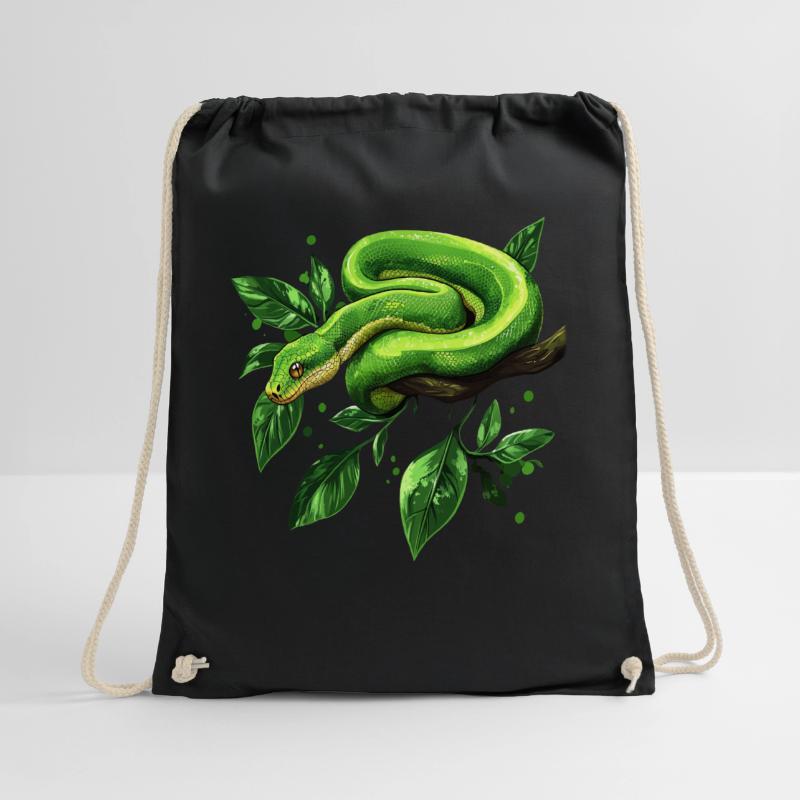 Green Tree Python Snakes Lover Terrarium Drawstring Bag