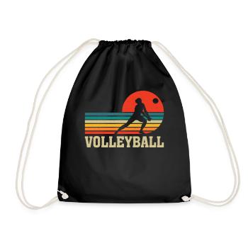 Lustige Volleyball Retro Vintage Bump Set Spike - Turnbeutel - Schwarz - Vorne