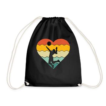Retro Volleyball Team Sports Funny Volleyball - Drawstring Bag - black - Front