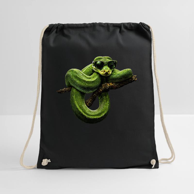 Green Tree Python Snakes Lover Terrarium Drawstring Bag